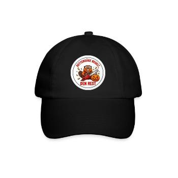 Kettensäge Kürbis Biber Holzfäller Forst T-Shirt - Baseballkappe - Schwarz/Schwarz - Vorne