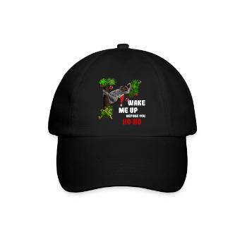 Wake me up before you Ho Ho - Weihnachtsfaultier - Baseballkappe - Schwarz/Schwarz - Vorne