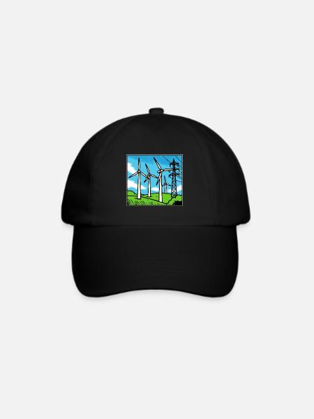 Windkraft Landschaft Blau - Baseballkappe - Schwarz/Schwarz