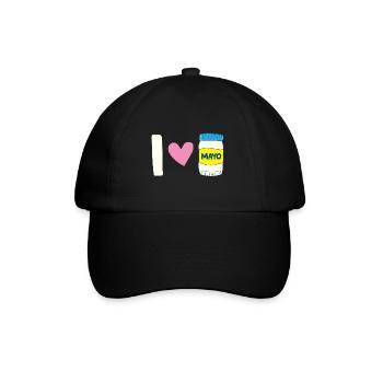 Mayonnaise - I love Mayo Herz - Baseballkappe - Schwarz/Schwarz - Vorne
