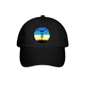 discgolf frisbee unterstützt ukraine discgolfspiel - Baseballkappe - Schwarz/Schwarz - Vorne