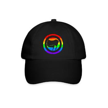 Regenbogen Bunt Protest Antifa Links - Baseballkappe - Schwarz/Schwarz - Vorne