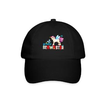 große Schwester Einhorn - Baseballkappe - Schwarz/Schwarz - Vorne