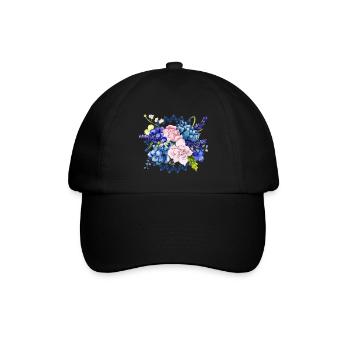 Blumen - Baseballkappe - Schwarz/Schwarz - Vorne