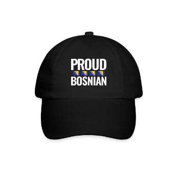 Proud Bosnian Bosnien Balkan Bosnische Flagge - Baseballkappe - Schwarz/Schwarz - Vorne