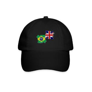 Brasilien Großbritannien Flagge Brasilianer Brite - Baseballkappe - Schwarz/Schwarz - Vorne