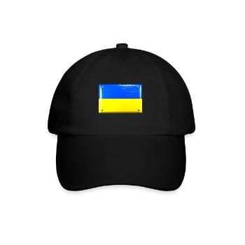 Ukraine blau gelb Flagge Fahne Blechschild-Optik - Baseballkappe - Schwarz/Schwarz - Vorne