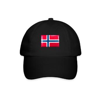 Norwegen Flagge Fahne Blechschild-Optik - Baseballkappe - Schwarz/Schwarz - Vorne