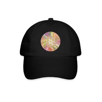 Blume des Lebens | flower of life | Gold Bunt 3 - Baseballkappe - Schwarz/Schwarz - Vorne
