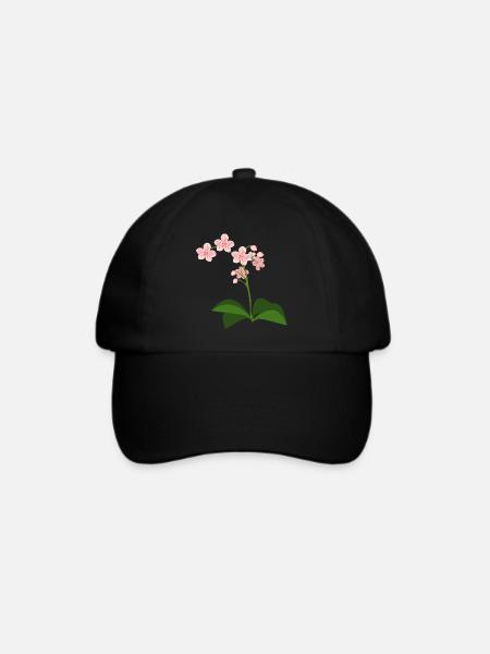 Orchidee - Baseballkappe - Schwarz/Schwarz