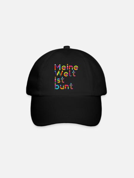 Meine Welt ist Bunt - Geschenkidee - Baseballkappe - Schwarz/Schwarz