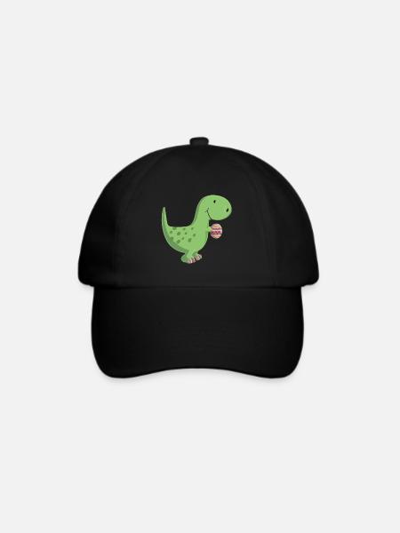 Dino mit Ei - Baseballkappe - Schwarz/Schwarz