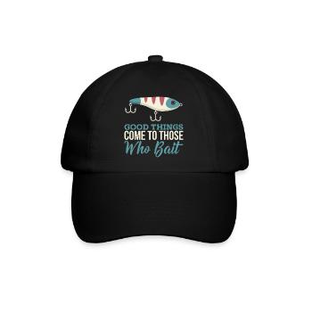 Raubfischangeln Spruch - Sportfischer - Wobbler - Baseballkappe - Schwarz/Schwarz - Vorne