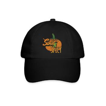 Süßes und würziges Halloween-Hemd - Baseballkappe - Schwarz/Schwarz - Vorne