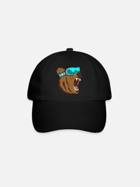 Ski Bär Fahrer Skier Cooler Typ Geschenk Schneebär - Baseballkappe - Schwarz/Schwarz