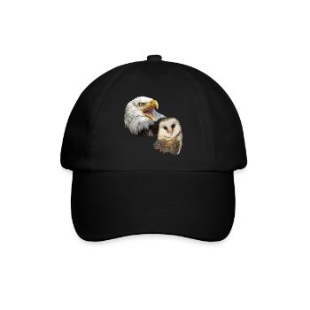 Schleiereule und amerikanischer Pigago - Baseballkappe - Schwarz/Schwarz - Vorne