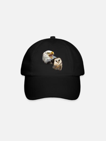 Schleiereule und amerikanischer Pigago - Baseballkappe - Schwarz/Schwarz