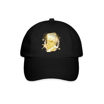 gold schimmernde Tarot Karte mit dem Stern Symbol - Baseballkappe - Schwarz/Schwarz - Vorne
