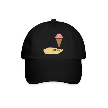 Hand reicht Eis - Baseballkappe - Schwarz/Schwarz - Vorne
