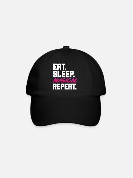 Eat Sleep Musical Repeat – Performing Theatre Life - Baseballkappe - Schwarz/Schwarz