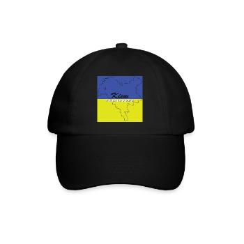 Kiew - Hauptstadt mit GPS-Koordinaten & Flagge - Baseballkappe - Schwarz/Schwarz - Vorne