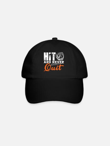 hit and never quit - Baseballkappe - Schwarz/Schwarz