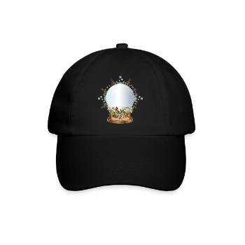 leere nostalgische Schneekugel zum Beschriften - Baseballkappe - Schwarz/Schwarz - Vorne