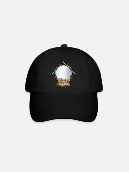 leere nostalgische Schneekugel zum Beschriften - Baseballkappe - Schwarz/Schwarz