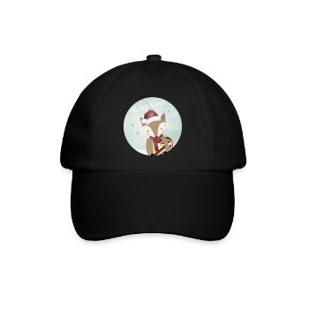 goldiger Fuchs für Weihnachten mit Zuckerstange - Baseballkappe - Schwarz/Schwarz - Vorne
