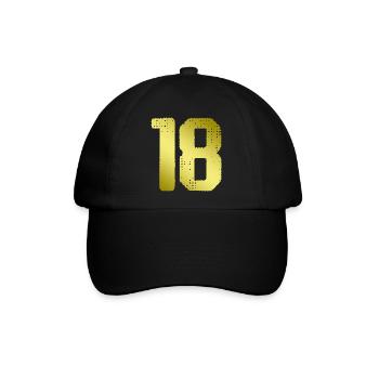 18 Zahl Trikot - Baseballkappe - Schwarz/Schwarz - Vorne