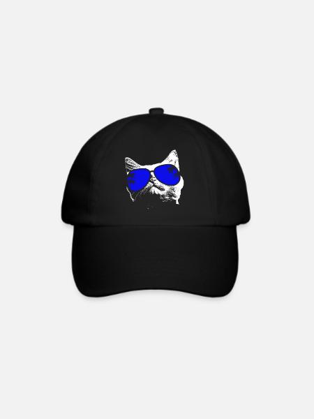Katze Sonnenbrille Party Kätzchen Katzenliebe Katz - Baseballkappe - Schwarz/Schwarz