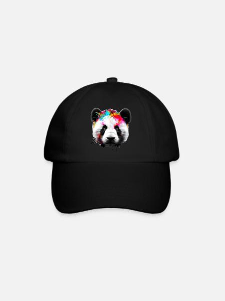 Bunter Panda - Baseballkappe - Schwarz/Schwarz