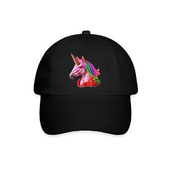 Erdbeer Einhorn Design - Baseballkappe - Schwarz/Schwarz - Vorne