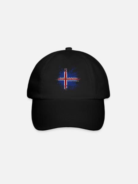 Flagge von Island Grunge, Isländischer Stolz - Baseballkappe - Schwarz/Schwarz