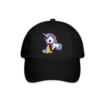 Regenbogen niesendes Einhorn Allergiker - Baseballkappe - Schwarz/Schwarz - Vorne