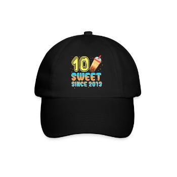 10. Geburtstag Bubble Tee - Baseballkappe - Schwarz/Schwarz - Vorne