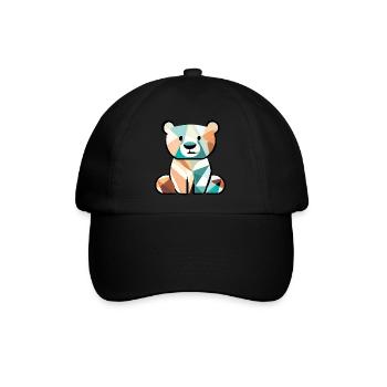 Kubistischer Bär - Baseballkappe - Schwarz/Schwarz - Vorne