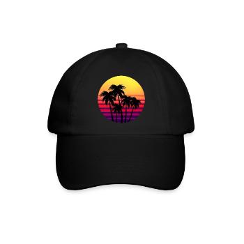 Retro Sunset Palmen im Sonnenuntergang - Baseballkappe - Schwarz/Schwarz - Vorne