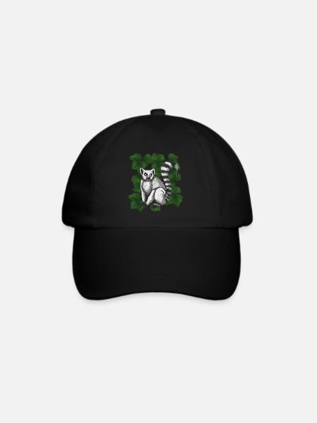 Retro Lemur - Baseballkappe - Schwarz/Schwarz