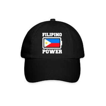 Filipino Strength Design für stolze Pinoys - Baseballkappe - Schwarz/Schwarz - Vorne
