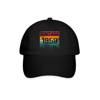 1958 Vintage Geburtstagsgeschenk 1958 Retro - Baseballkappe - Schwarz/Schwarz - Vorne