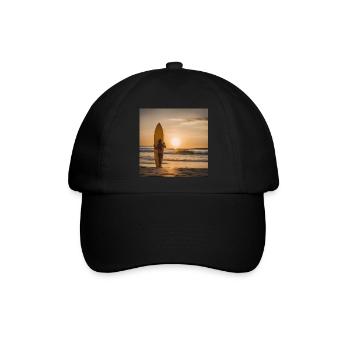 Catchin' Waves in Style - coole Surferin - Baseballkappe - Schwarz/Schwarz - Vorne