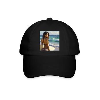 Surferin am Strand - Baseballkappe - Schwarz/Schwarz - Vorne