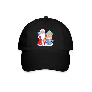 Ded Moroz Snegurotschka russischer Weihnachtsmann - Baseballkappe - Schwarz/Schwarz - Vorne