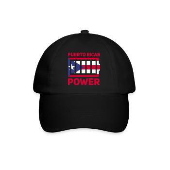 Puerto Rico Flagge | Puerto Ricaner Geschenkideen - Baseballkappe - Schwarz/Schwarz - Vorne