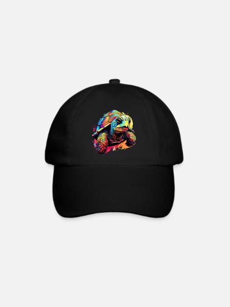 Bunte Schildkröte Farbkleckse Farbspritzer - Baseballkappe - Schwarz/Schwarz