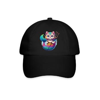 DAS FARBENFROHE ABENTEUER EINES MEERJUNGFRAUEN-KÄTZCHENS, KATZE - Baseballkappe - Schwarz/Schwarz - Vorne