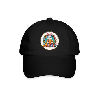 Süßer Osterhase im Osternest mit kleinem Küken - Baseballkappe - Schwarz/Schwarz - Vorne
