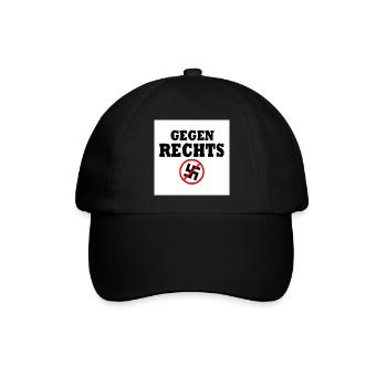 Gegen rechts - Baseballkappe - Schwarz/Schwarz - Vorne