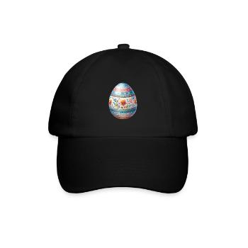 Sehr detailliertes Osterei im Aquarellstil - Baseballkappe - Schwarz/Schwarz - Vorne